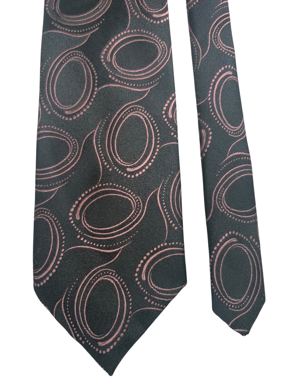Italian All Silk Handmade Black Pink Jacquard Paisley Men's Designer Tie